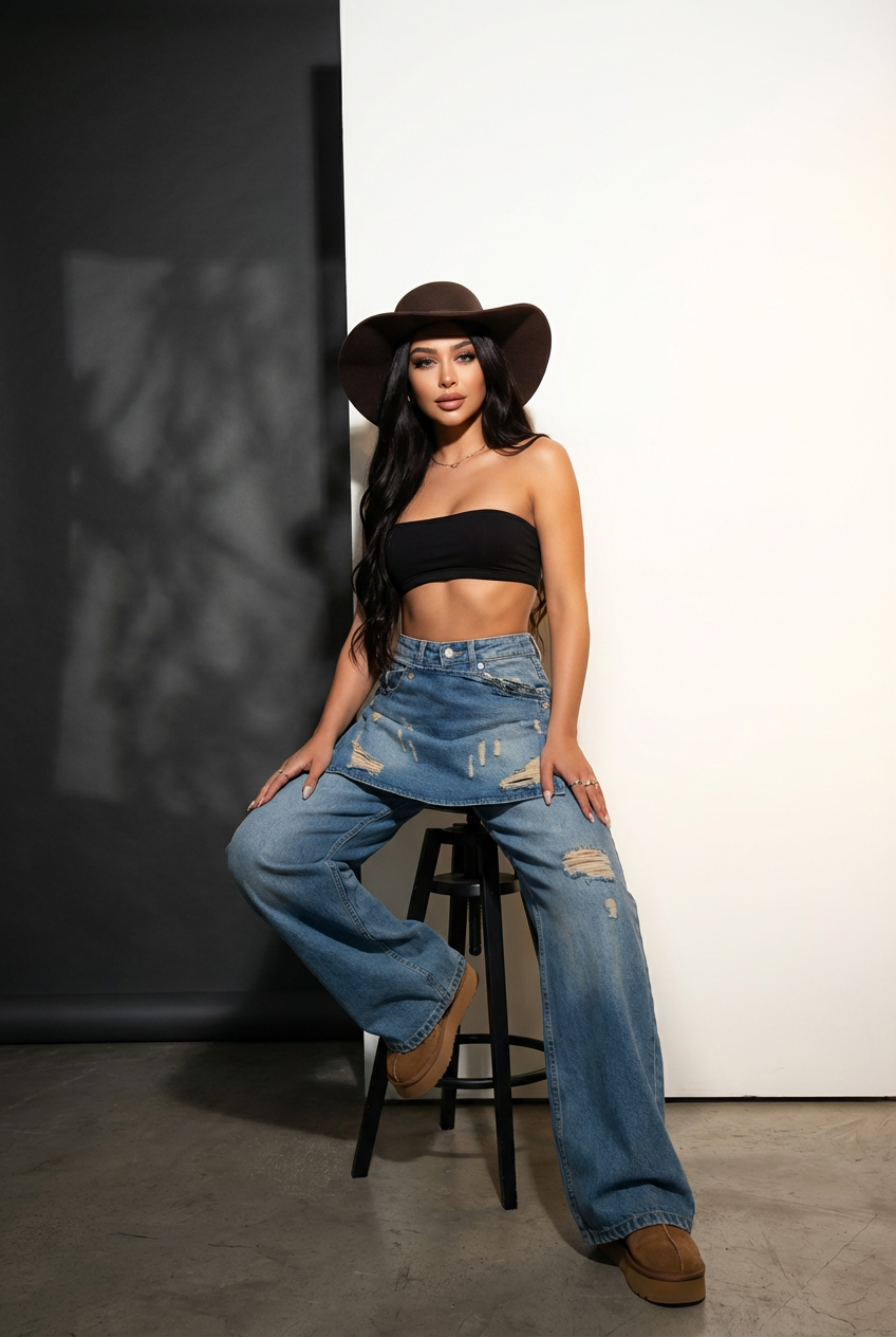 The Skirted Denim Pants