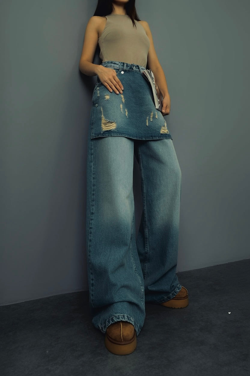 The Skirted Denim Pants