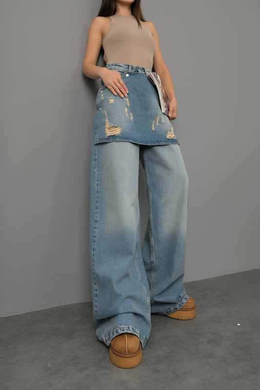 The Skirted Denim Pants
